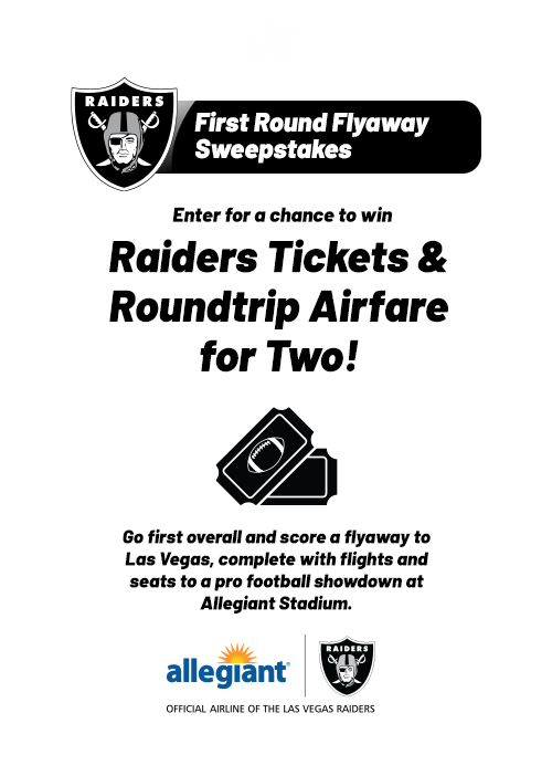 Raiders Tickets & Roundtrip Airfare for Two!'